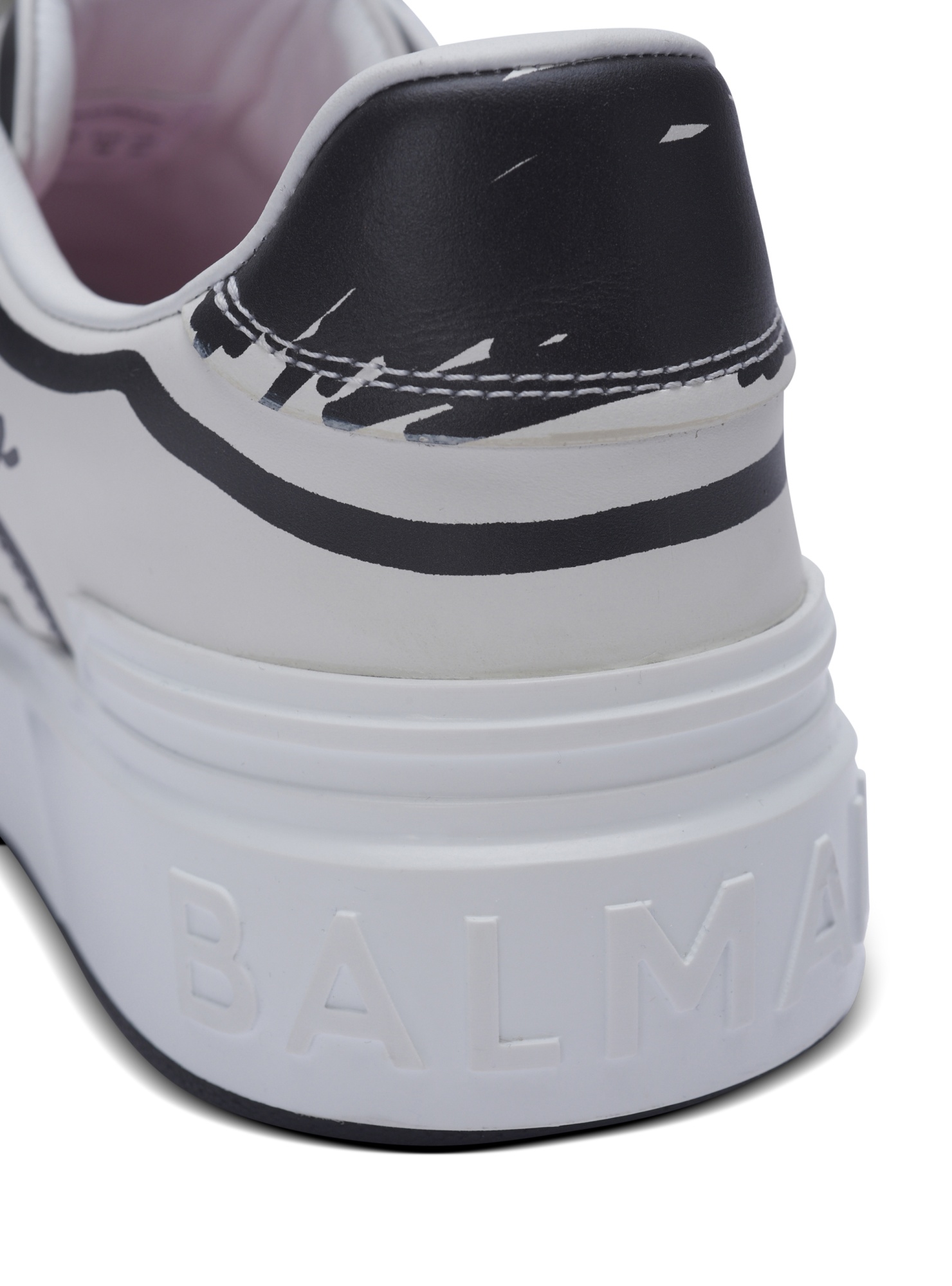 Shop Balmain B-court Printed Calfskin Trainers In White