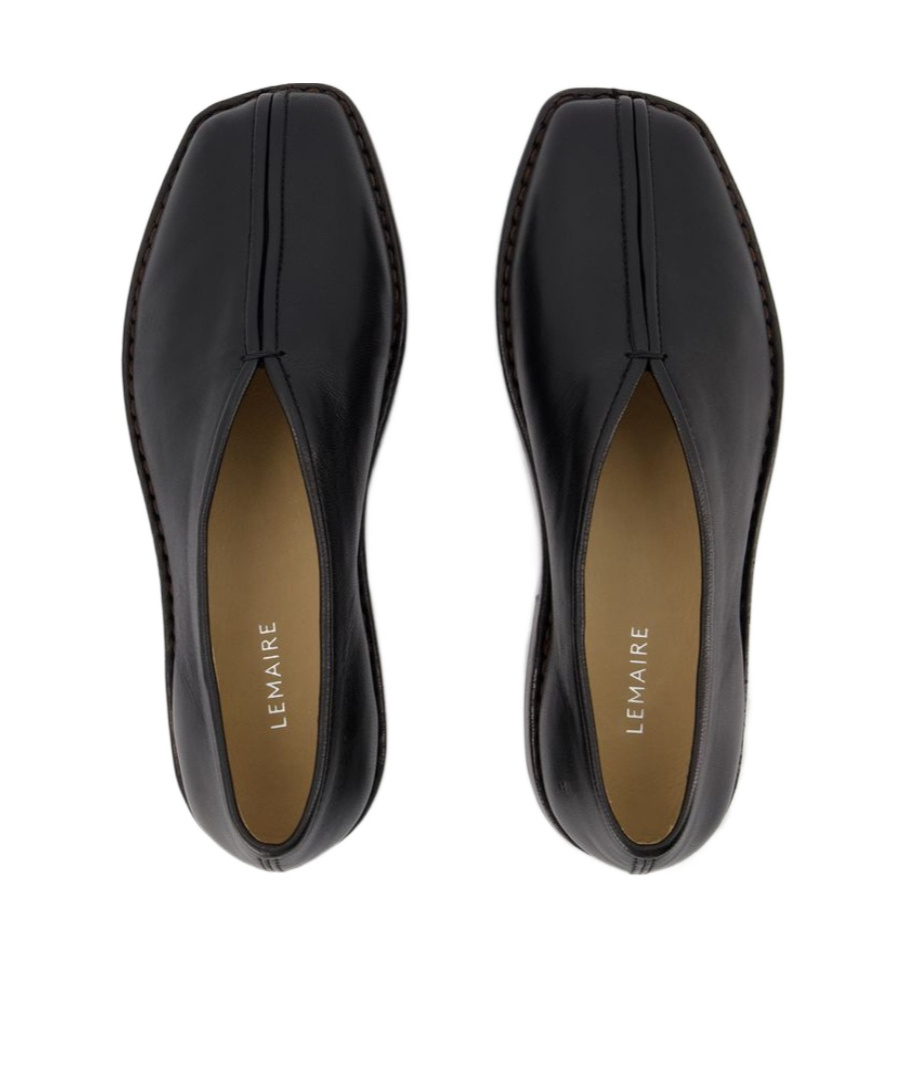 Shop Lemaire Square-toe Leather Loafers In Black