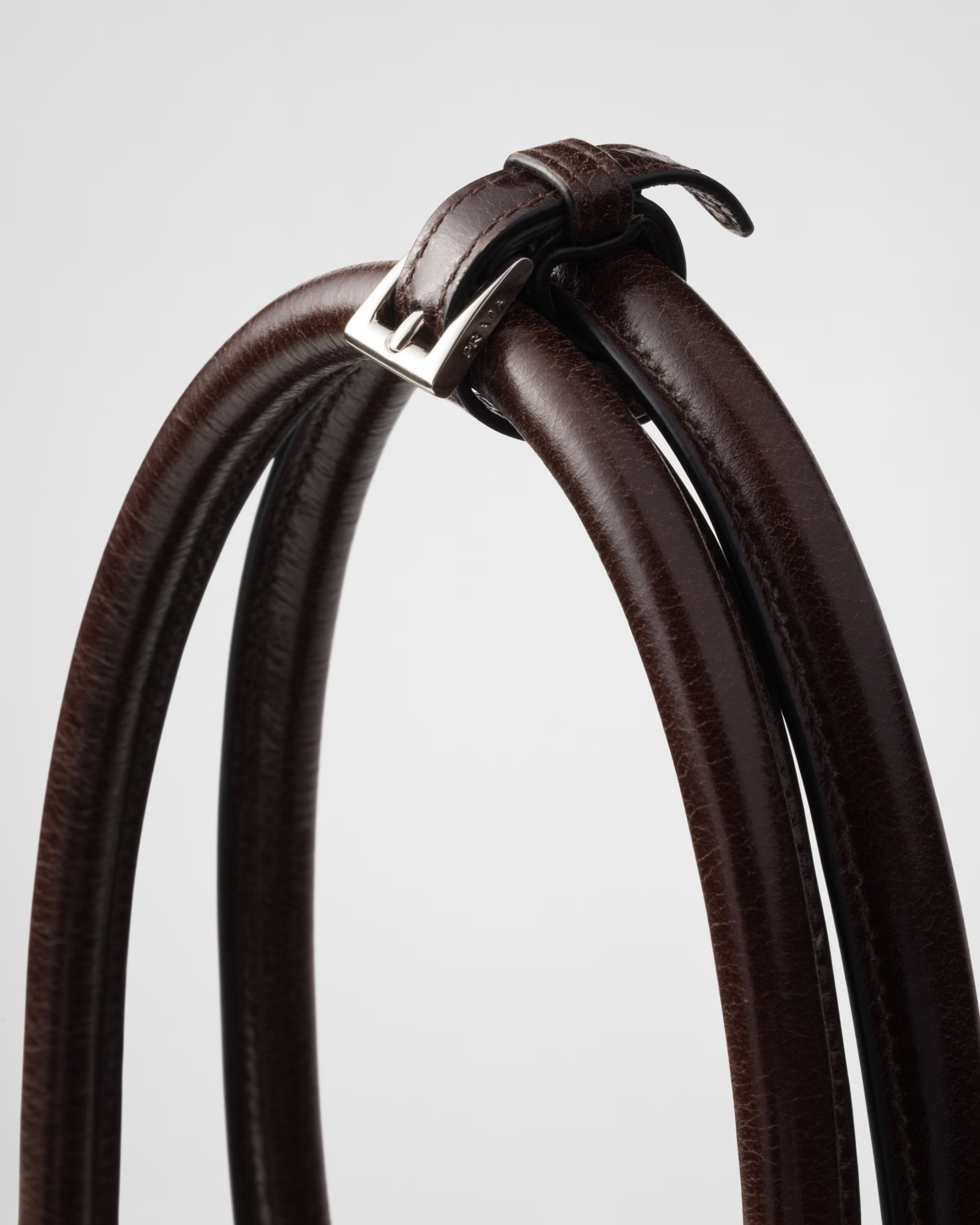 Prada Triangle-logo Leather Tote Bag In Dark Brown