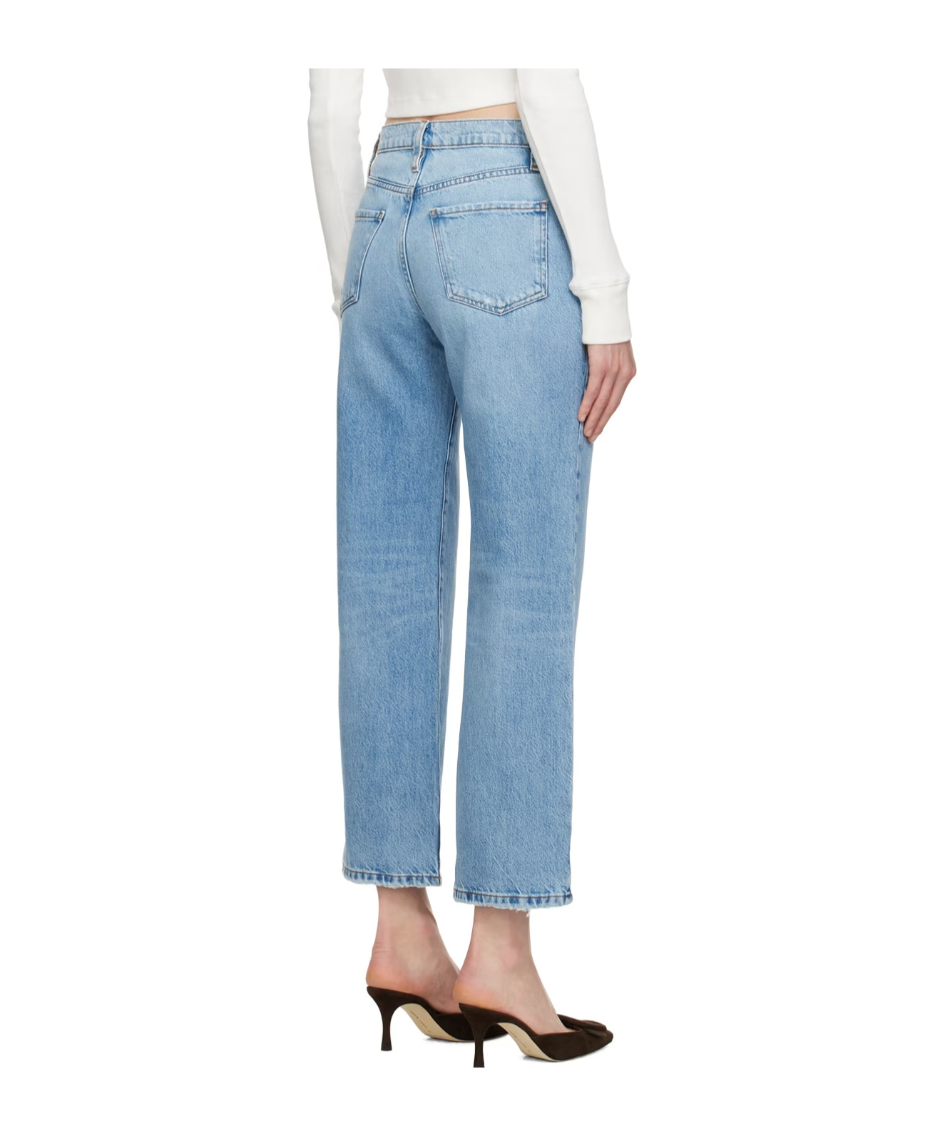 Frame High-rise Zipper Jeans In Blue