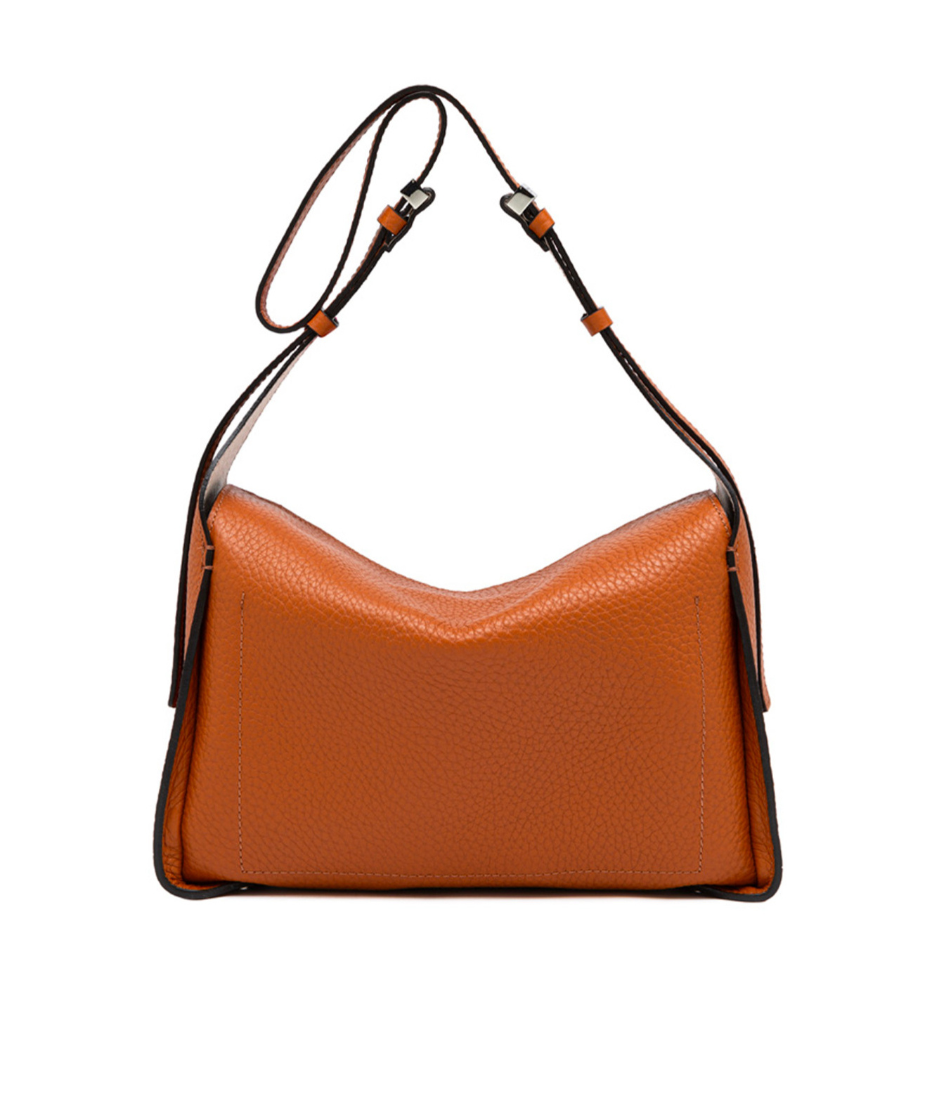 Gianni Chiarini Penelope Shoulder Bag In Double Grain Maxi Leather In Brown