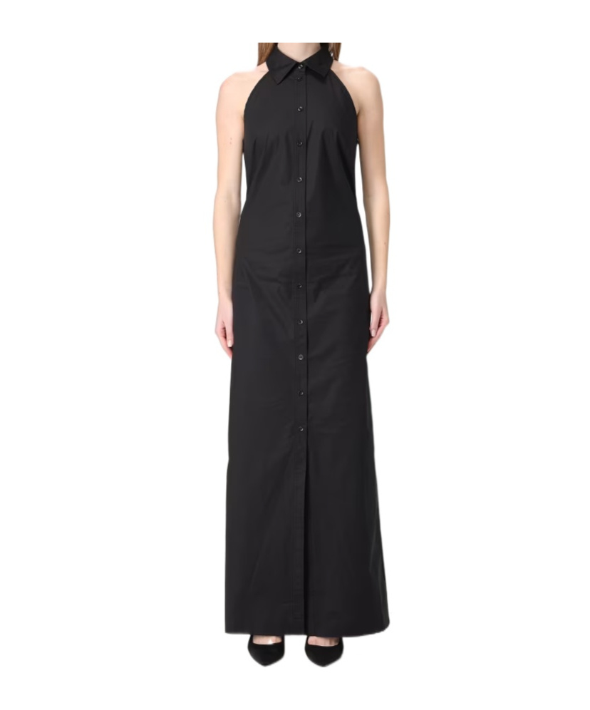 Twinset Sleeveless Pointed Neck Dress In Black