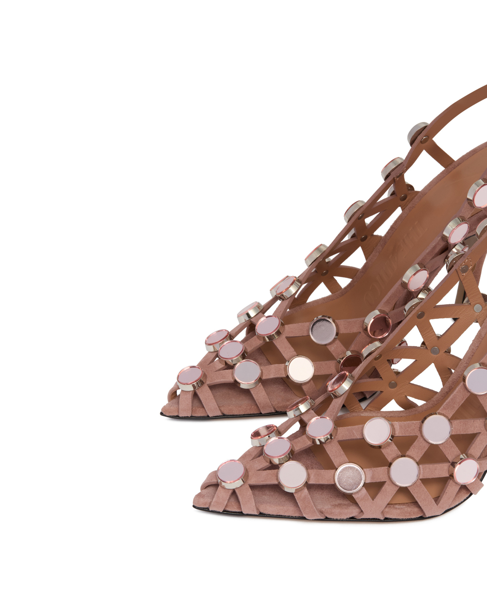 Attico Pointed Toe Grid Slingbacks In Brown