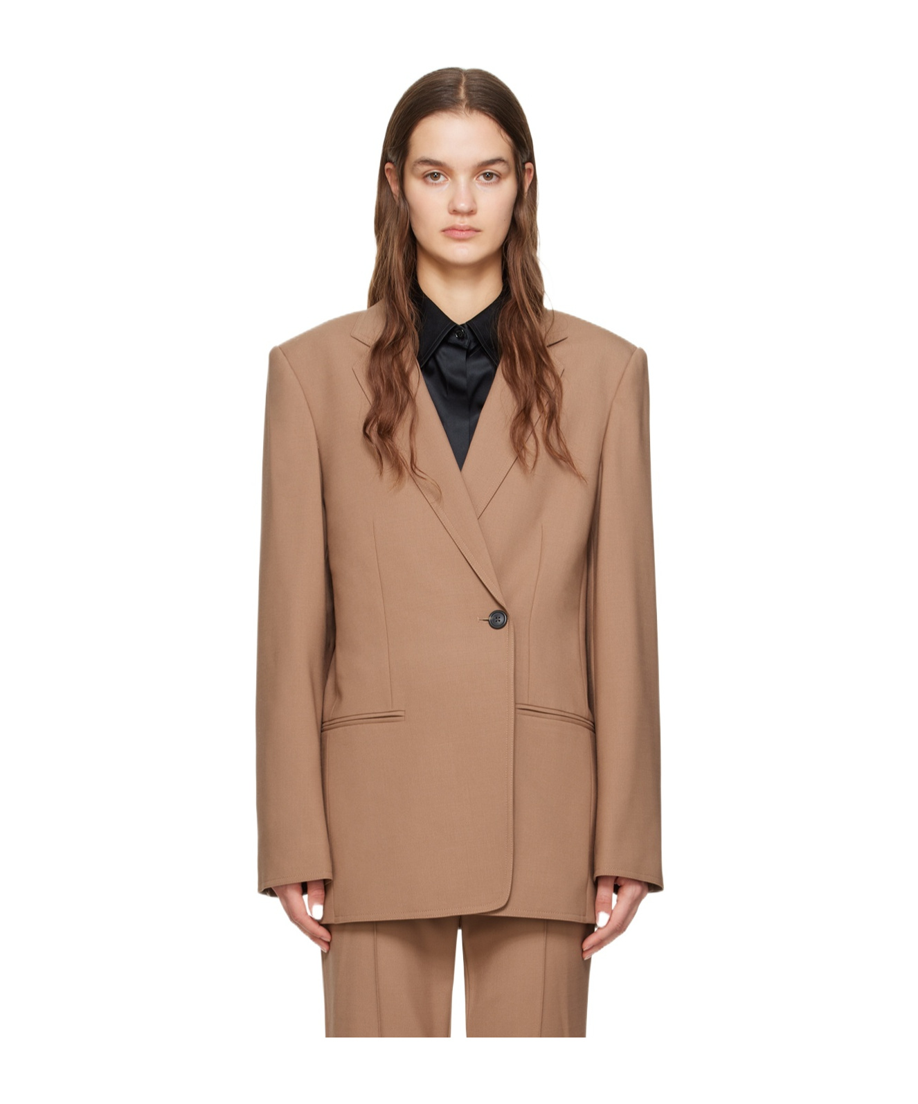 Helmut Lang Notched-lapels Tailored Blazer In Brown