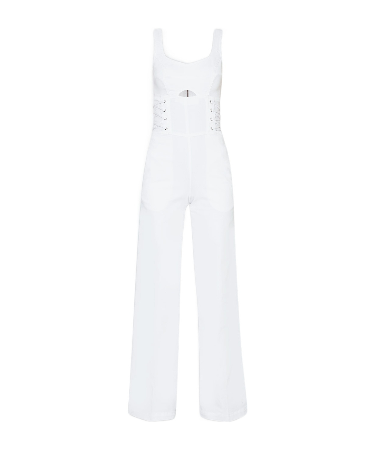 Liu •jo Corset-style Denim Jumpsuit In White