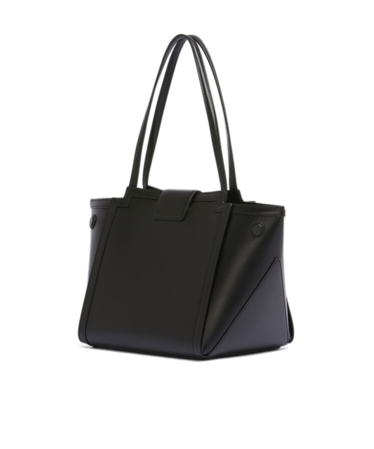 Marni Structured Black Calf Leather Handbag In Black