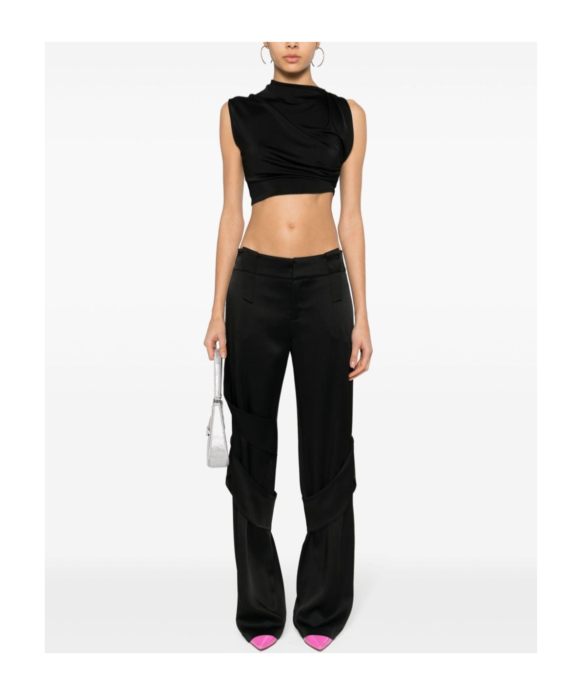 Blumarine Satin Straight-leg Trousers In Black