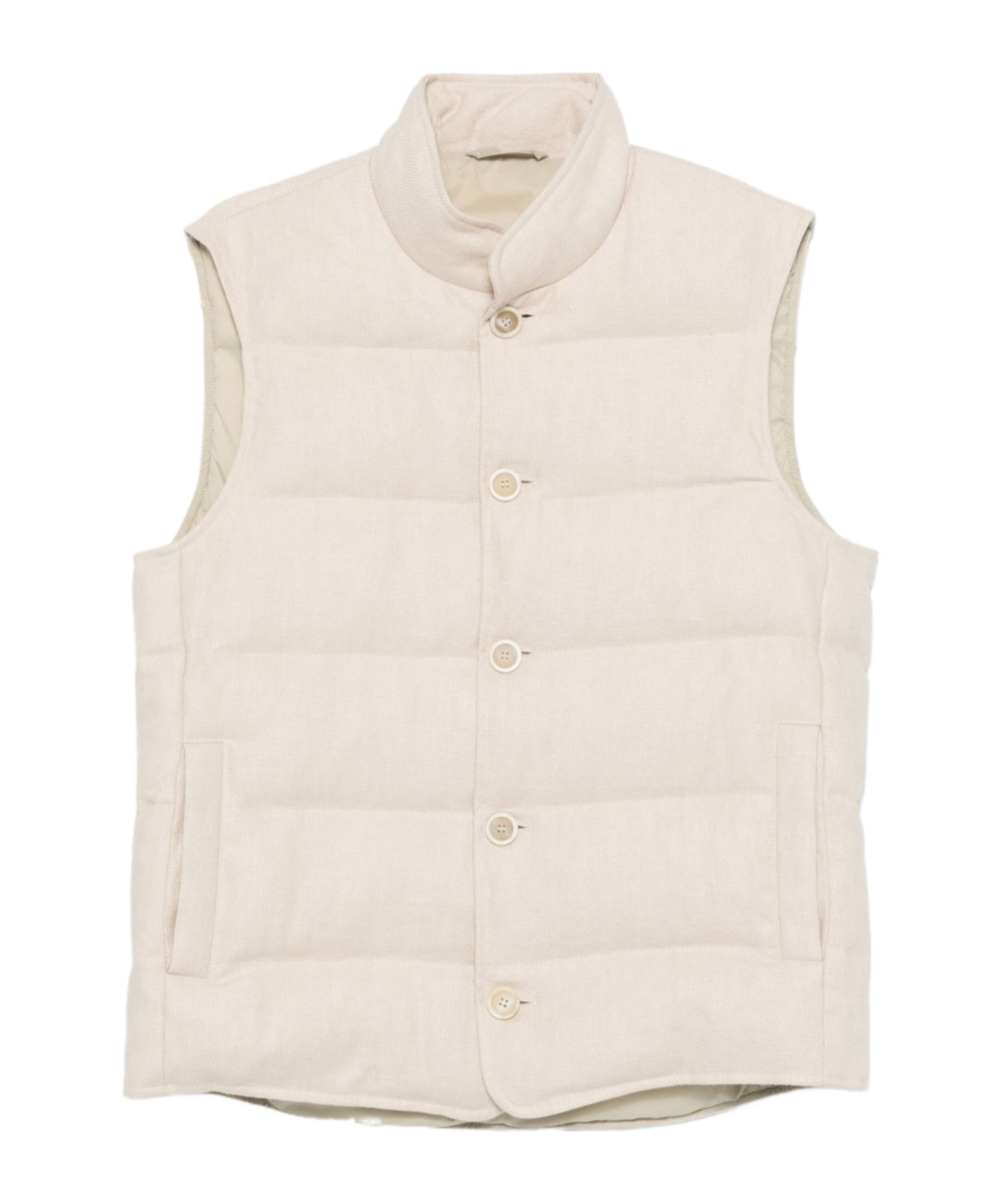 Eleventy High Collar Sleeveless Vest In Neutral