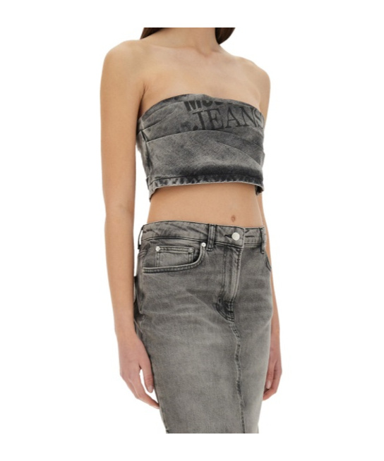 Moschino Denim Skirt With Back Pockets And Belt Loops