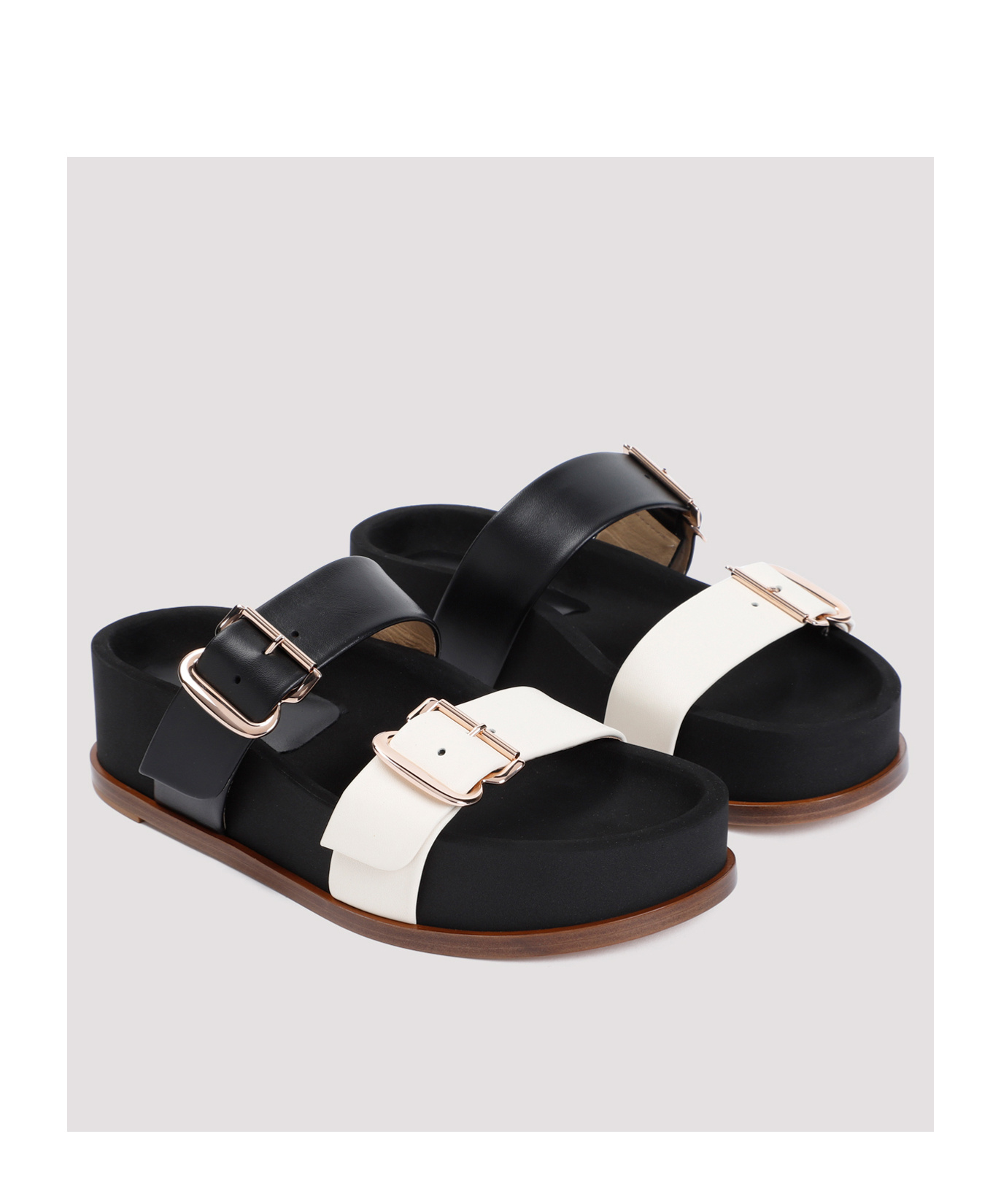 Gabriela Hearst Wren Flat Sandals Contrast Straps In Black