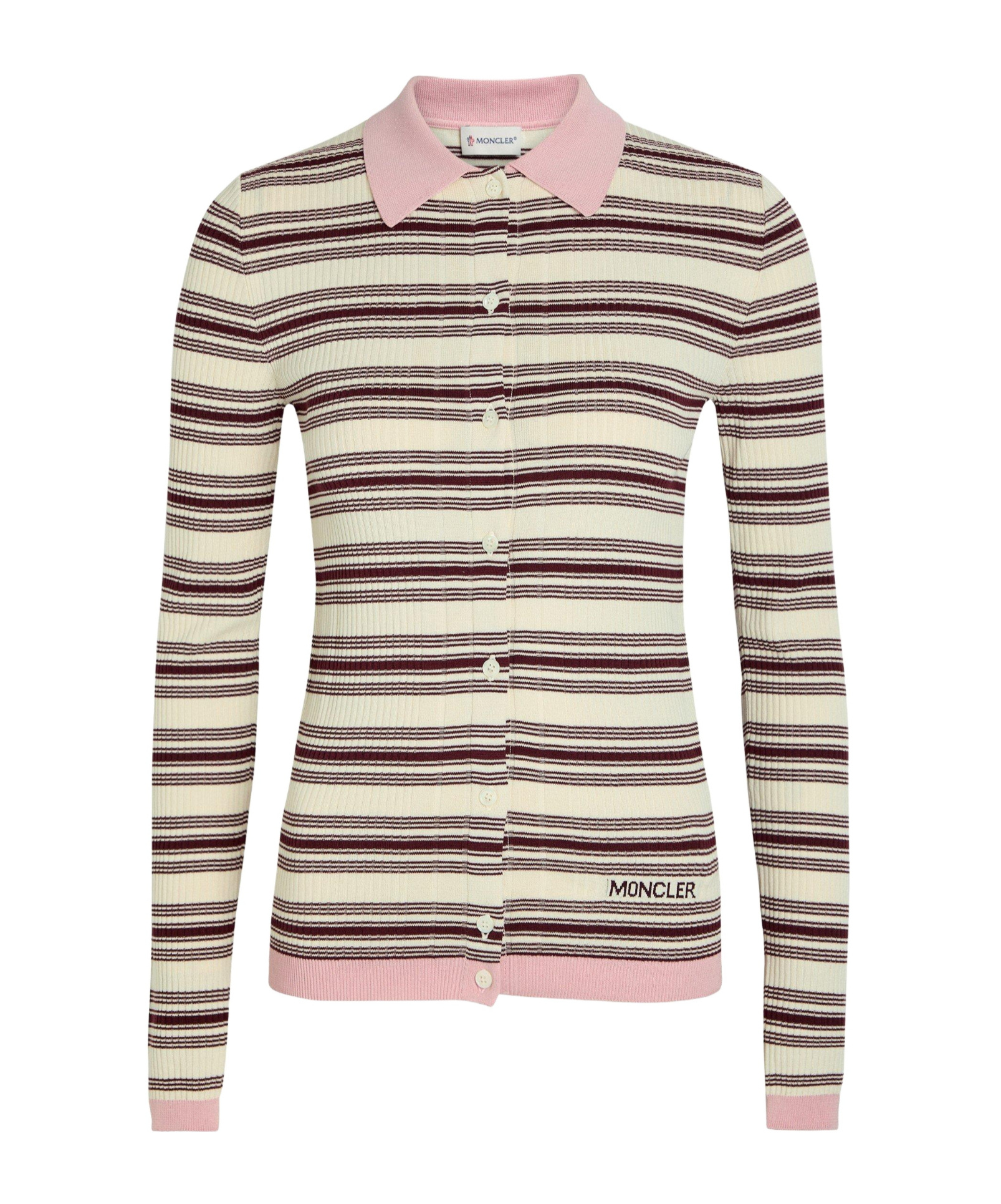 Moncler Slim-fit Long-sleeve Polo Shirt In Multi