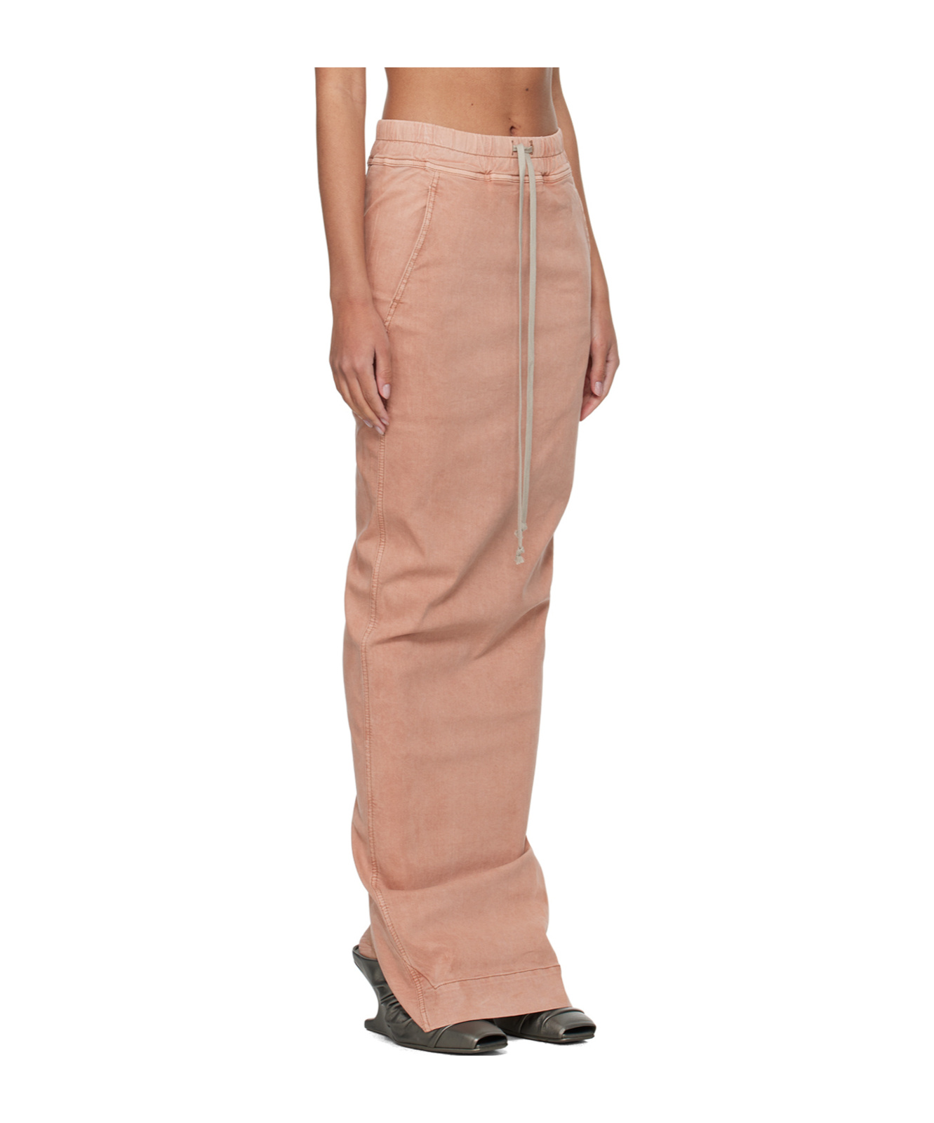Rick Owens Drkshdw Pink Pull On Pillar Denim Maxi Skirt In Pink