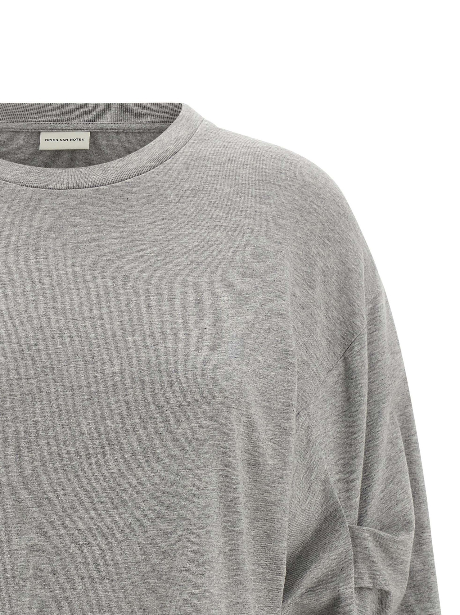 Dries Van Noten Relaxed Fit Long Sleeve Crew Neck Top In Gray