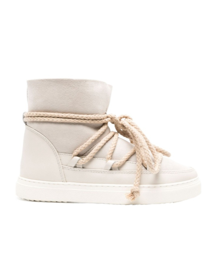 Inuikii Shearling Lace-up Ankle Boots In White