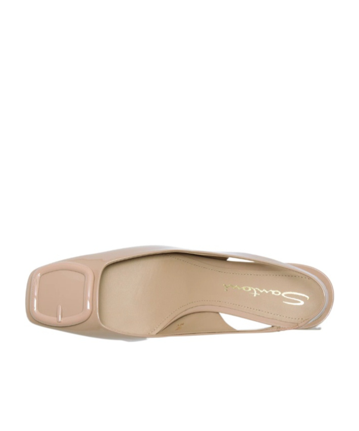 Santoni Womens Pink Patent Leather Mid-heel Slingback In Nude