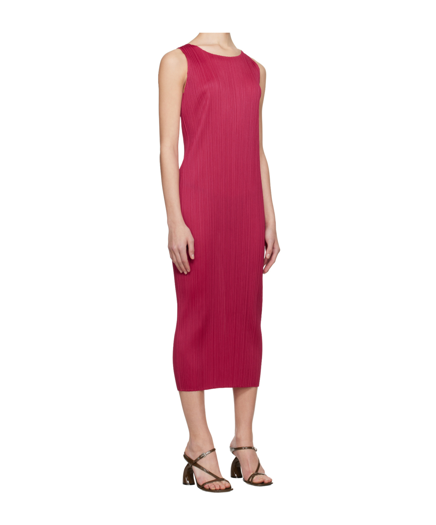 Issey Miyake Pink June New Colorful Basics 4 Maxi Dress In Red