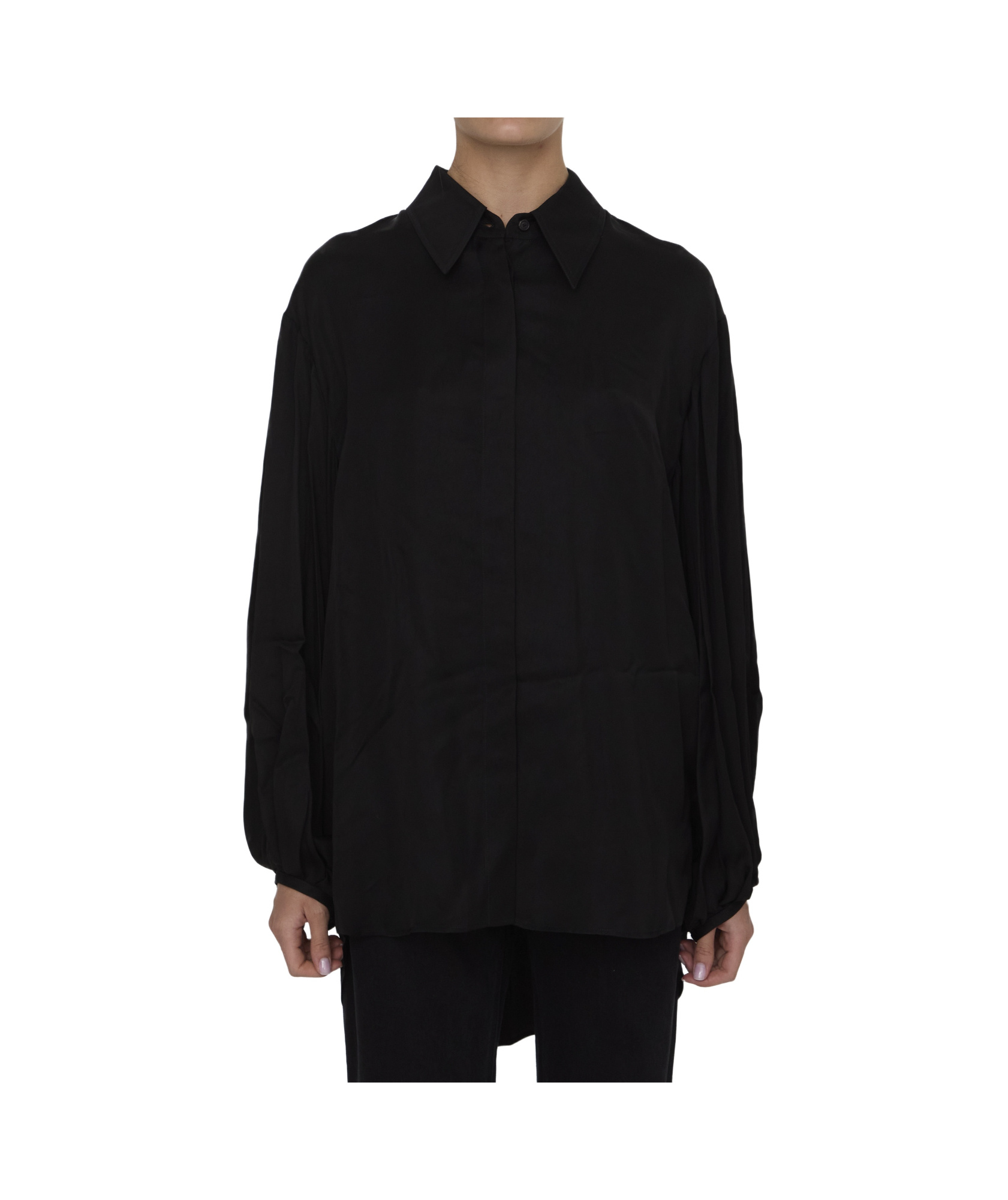 Khaite Bam Long-sleeved Twill Shirt In Black
