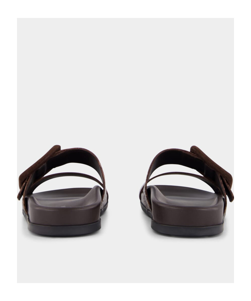 Shop Manolo Blahnik Brown Calf Leather Sandals In Black