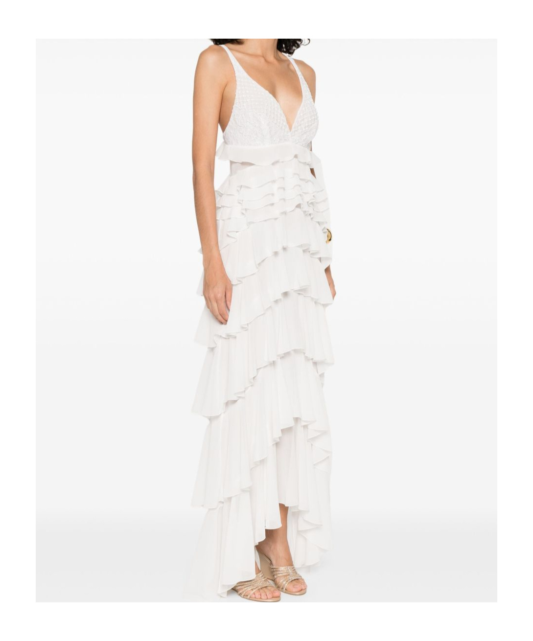 Shop Elisabetta Franchi Georgette Ruffled Maxi Dress