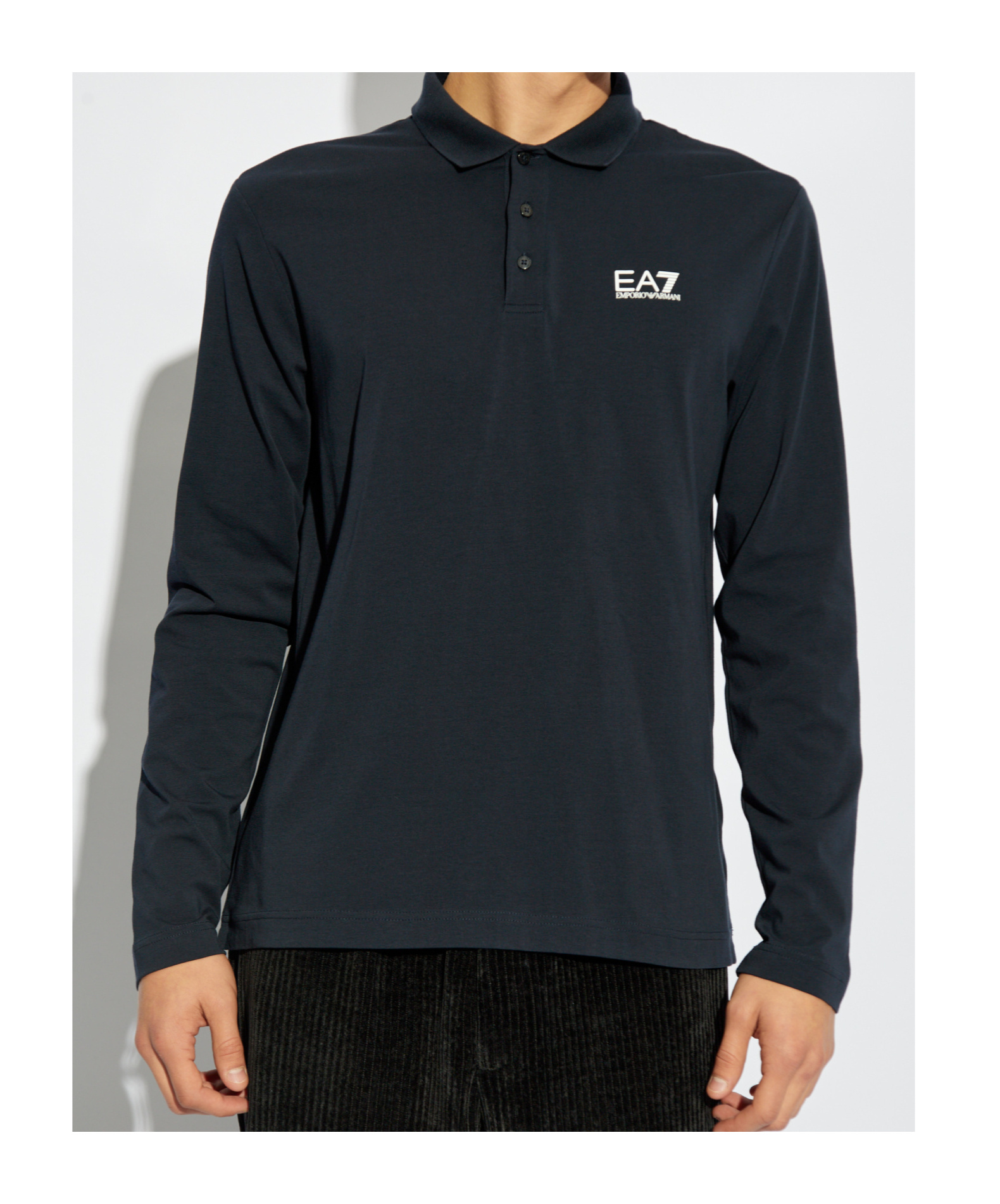 Ea7 Logo-print Cotton Polo Shirt In Black