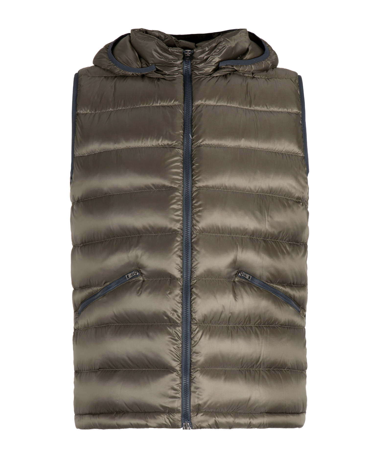 Herno Hooded Quilted Gilet In Brown
