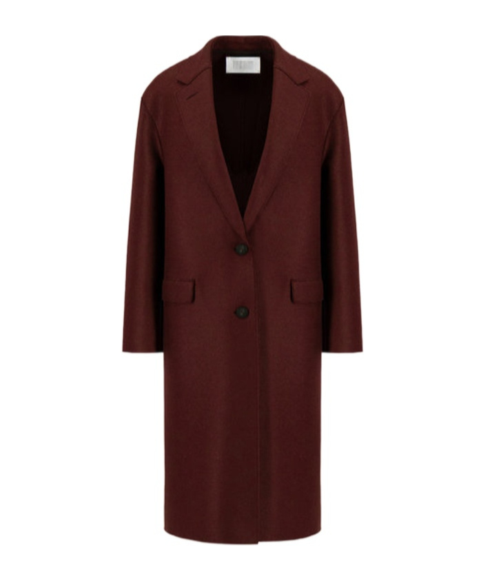 Harris Wharf London Chester Button-fastening Wool Coat In Burgundy