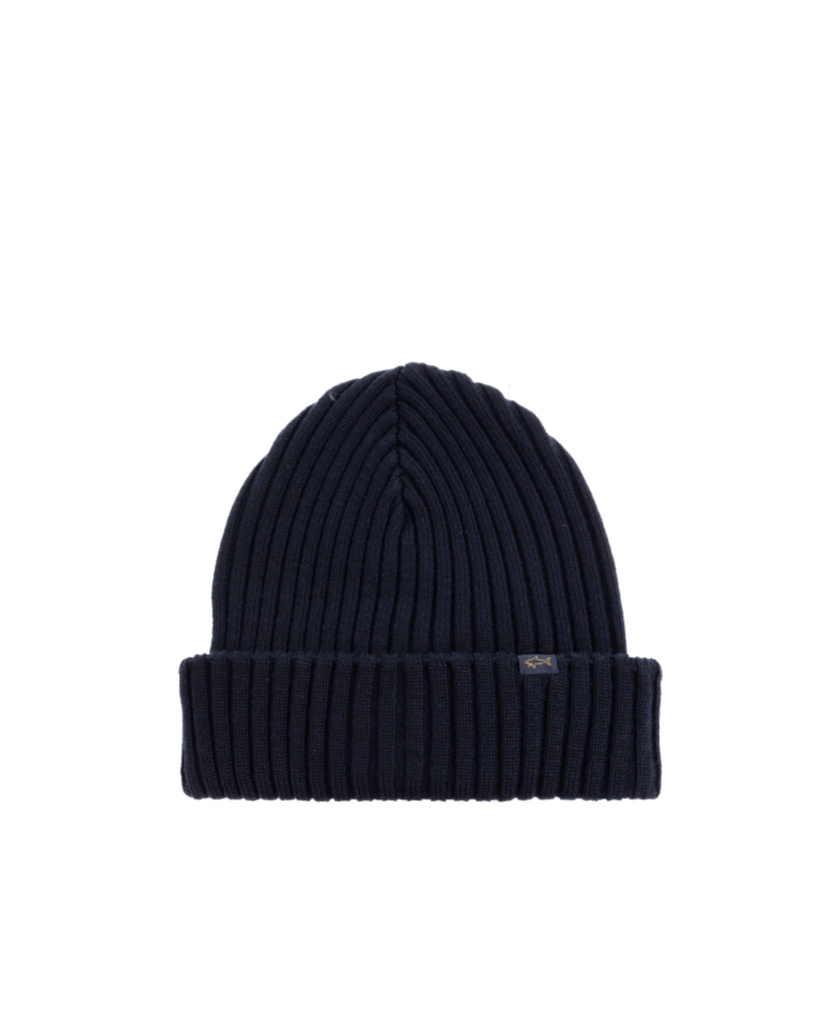 Paul & Shark Ribbed Knit Hat In Black