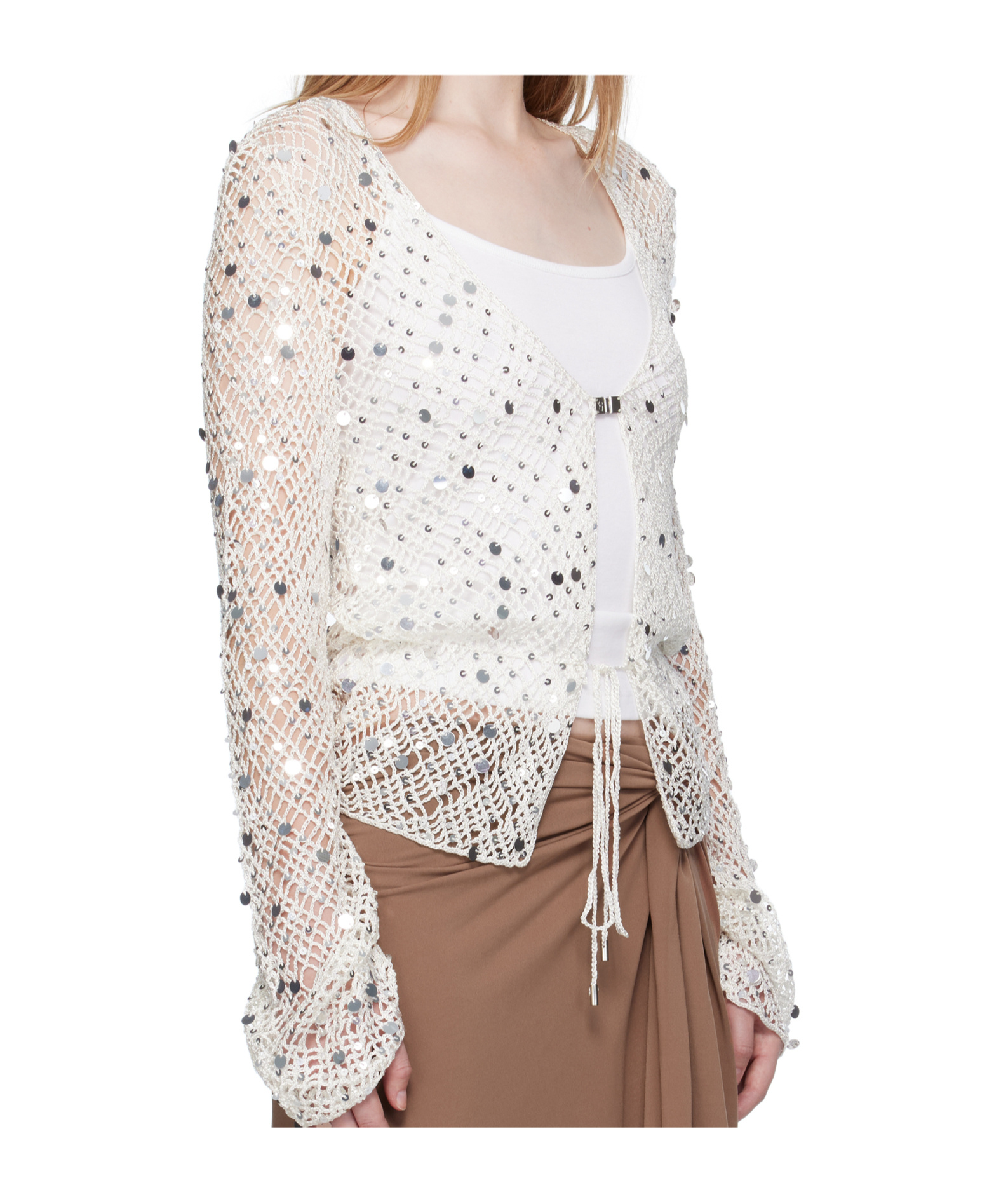 Paris Georgia Vera Sequin-embellished Top In White