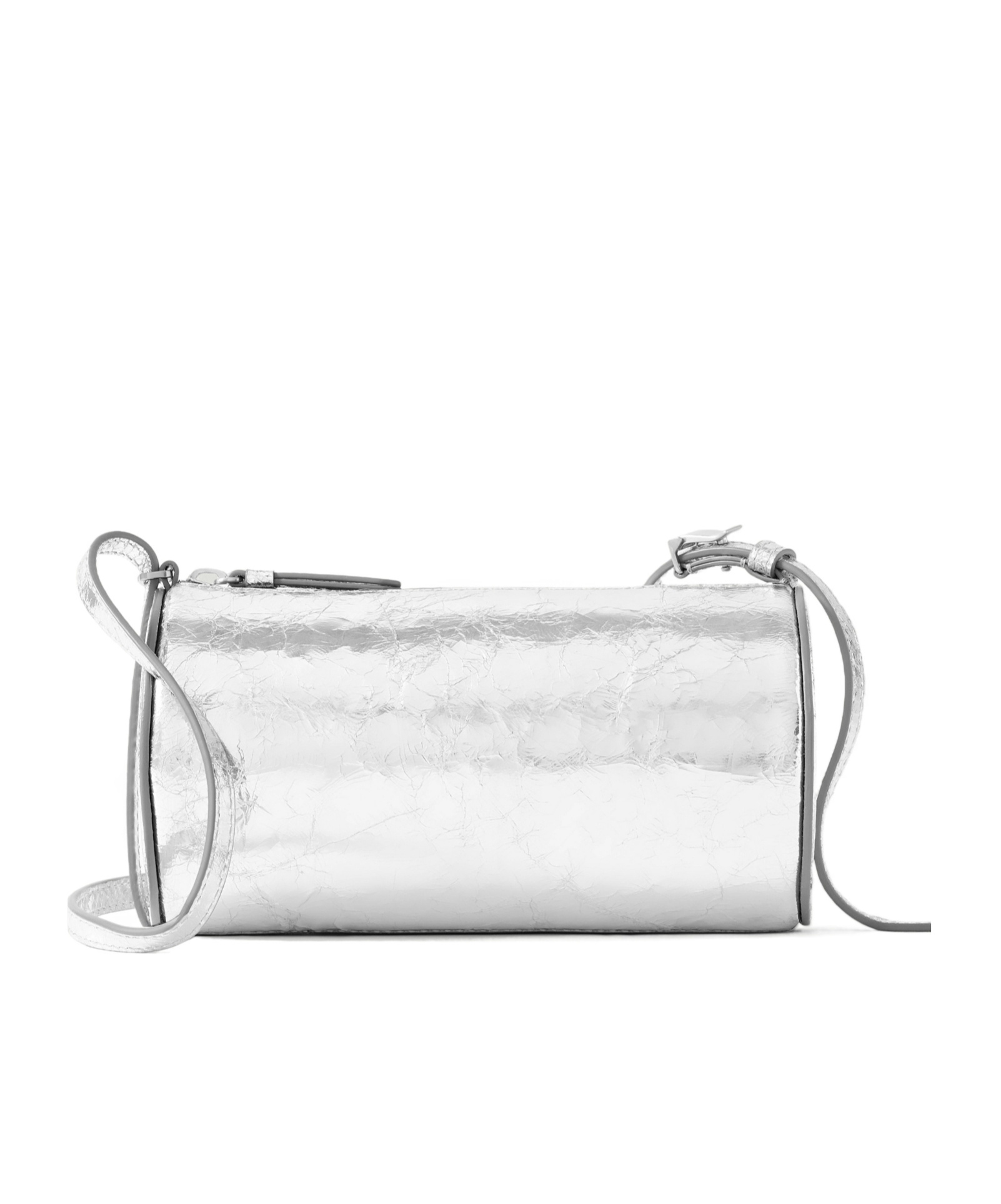 Proenza Schouler Silo Metallic Crinkled-leather Shoulder Bag In Silver