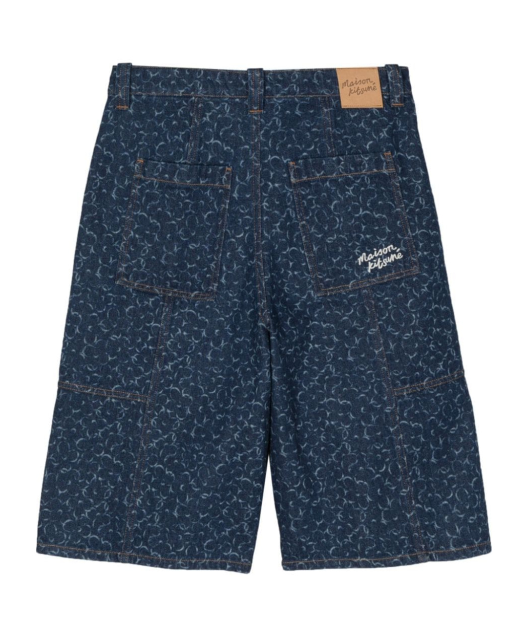 MAISON KITSUNÉ FLORAL-PRINT DENIM SHORTS