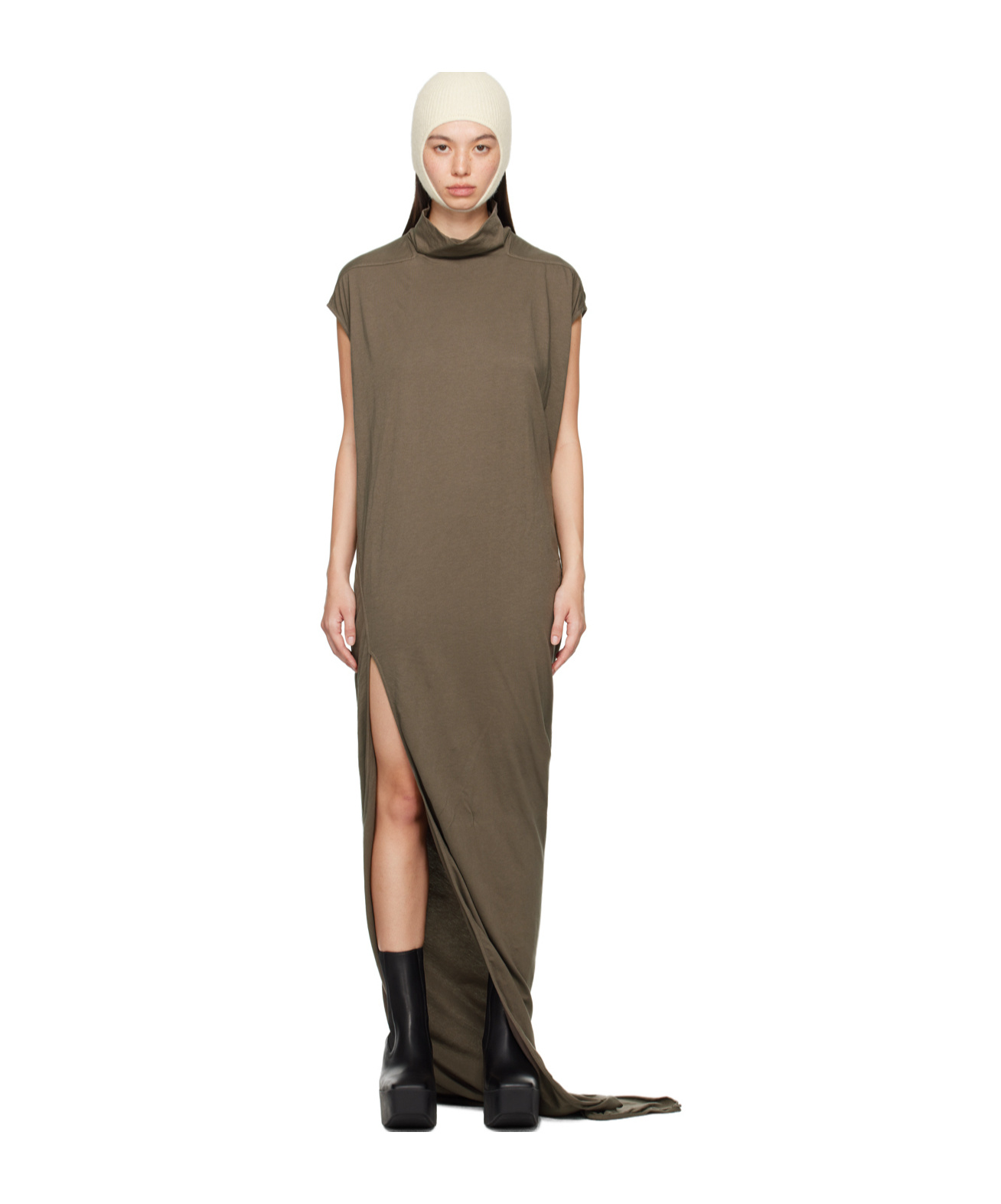 Rick Owens Drkshdw Gray Edfu T Maxi Dress In Brown