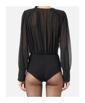 Elisabetta Franchi Bodysuit In Georgette Fabric In Black