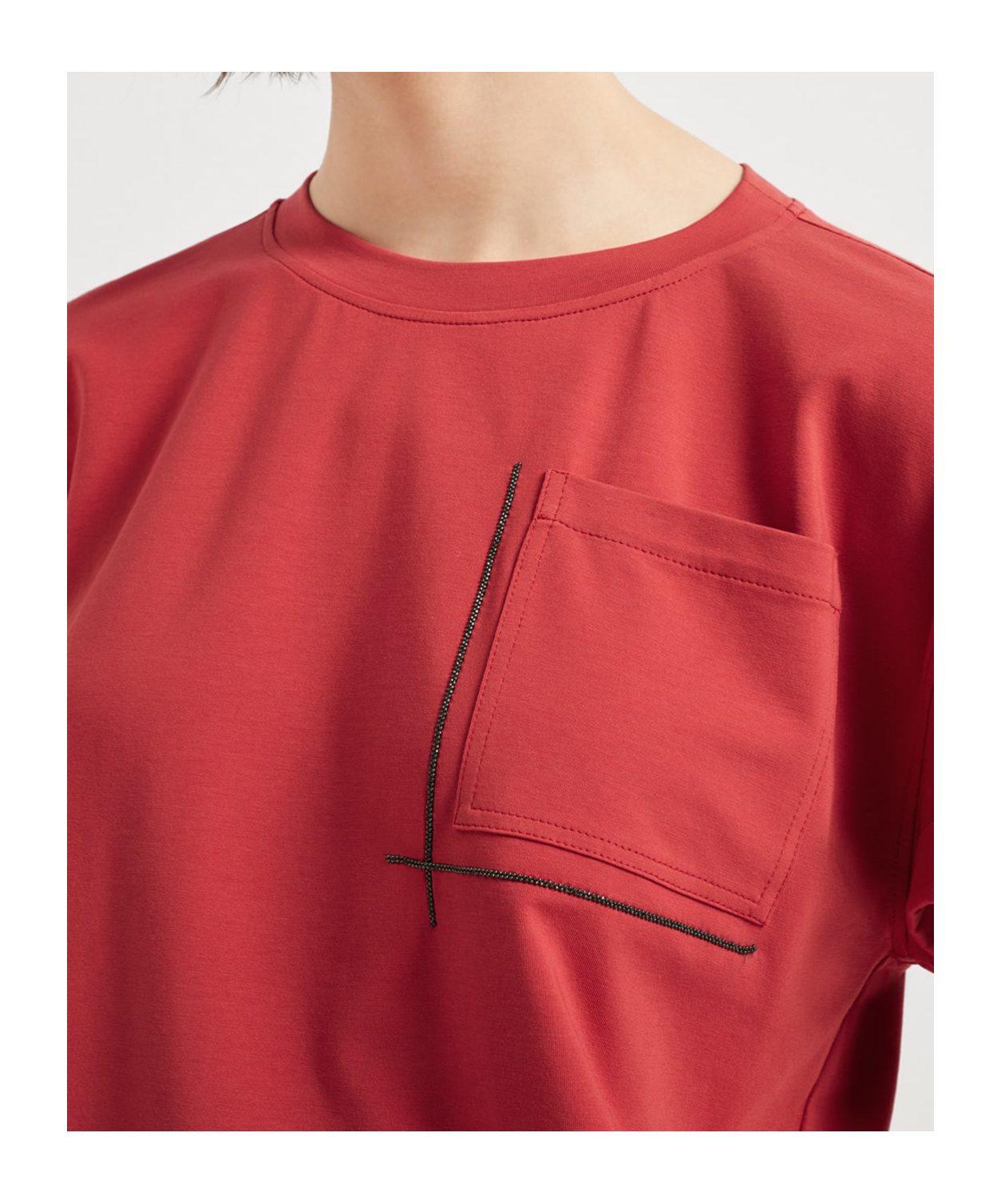 Brunello Cucinelli T-shirt Whit Embellishments In Red