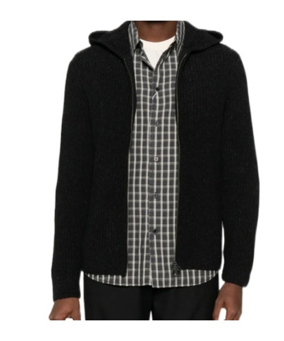 Samsoe & Samsoe Zip-up Hooded Sweater In Black