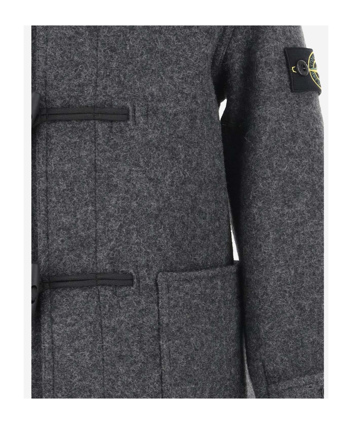 Stone Island Compass-badge Duffle Coat In Gray