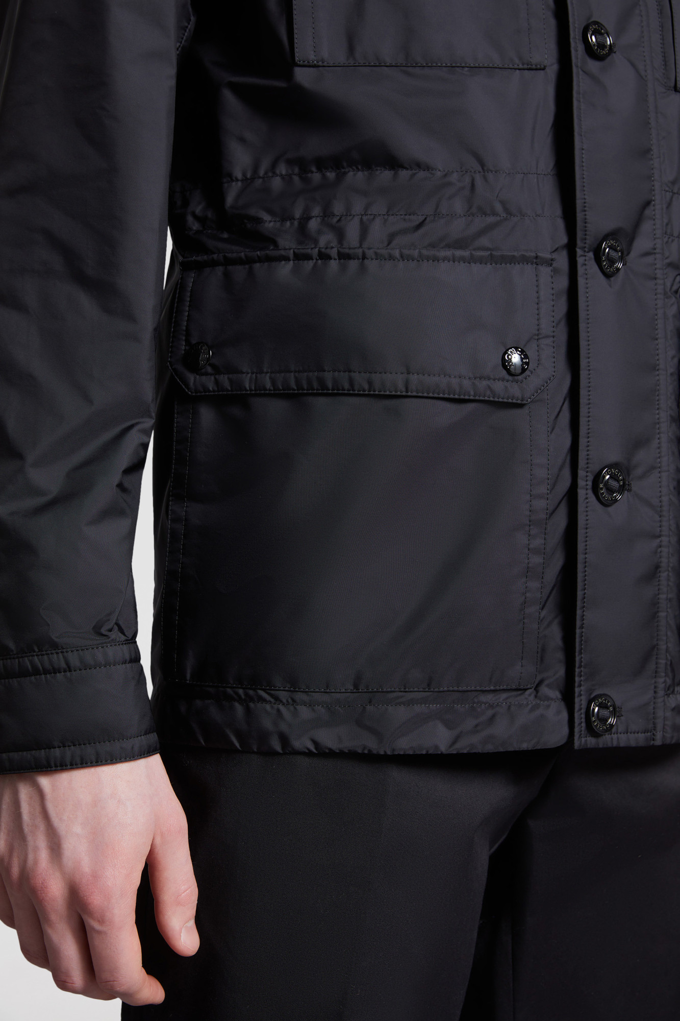Moncler Lez Water Repellent Nylon Jacket In Black