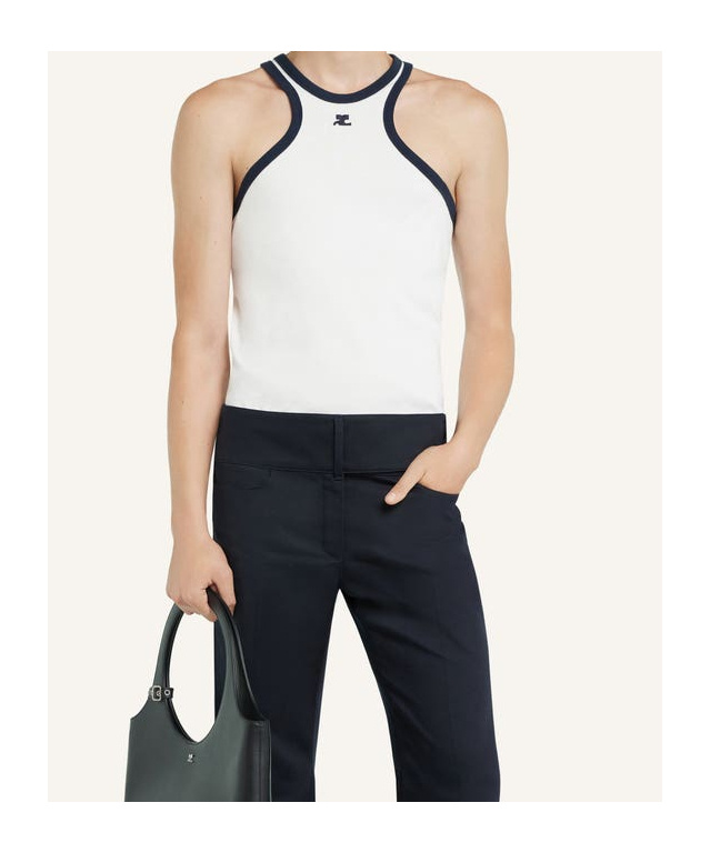Shop Courrèges Contrasting-trim Scuba Tank Top In White