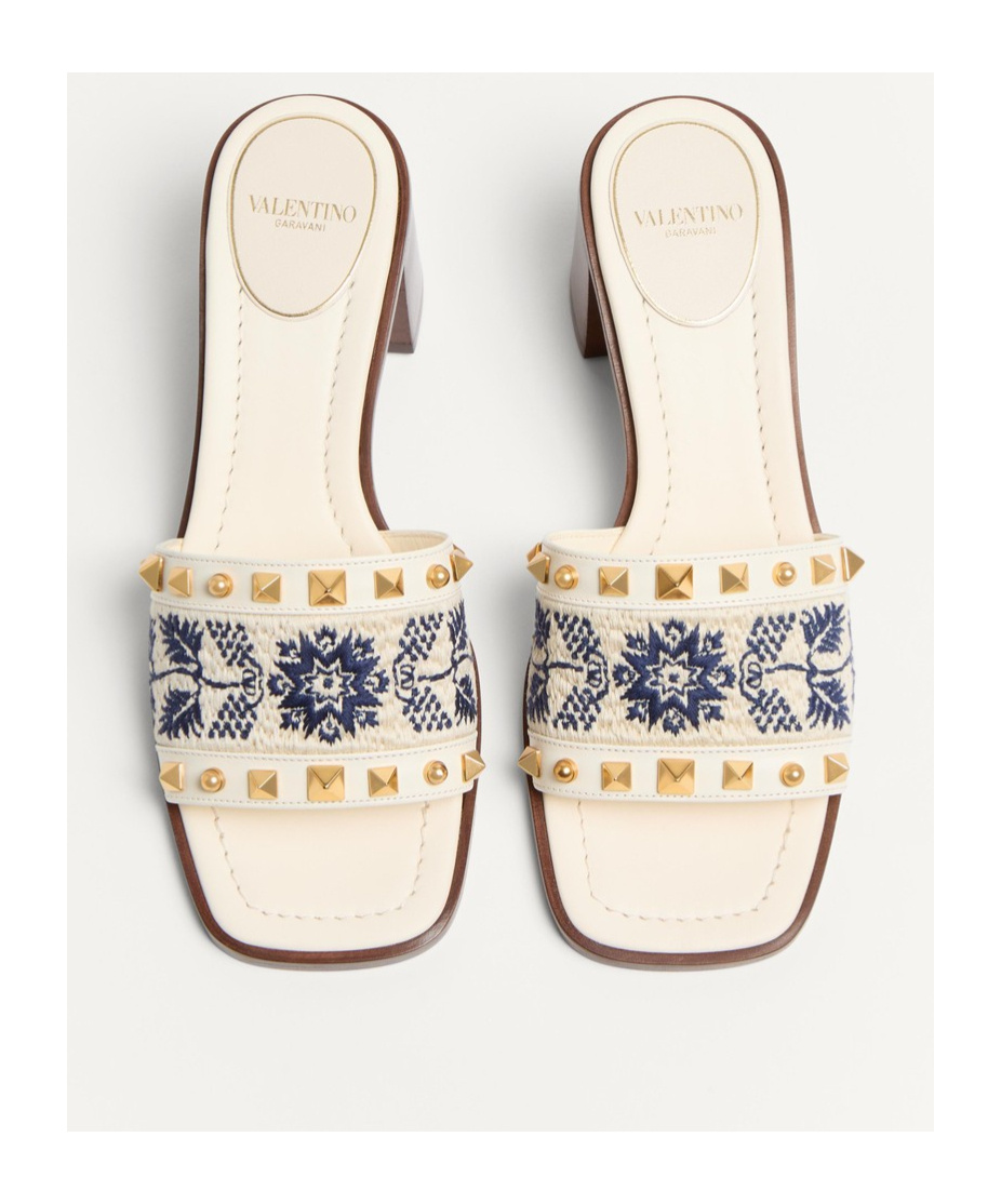 Valentino Slide County T. 60 In Ivory/natural/blue