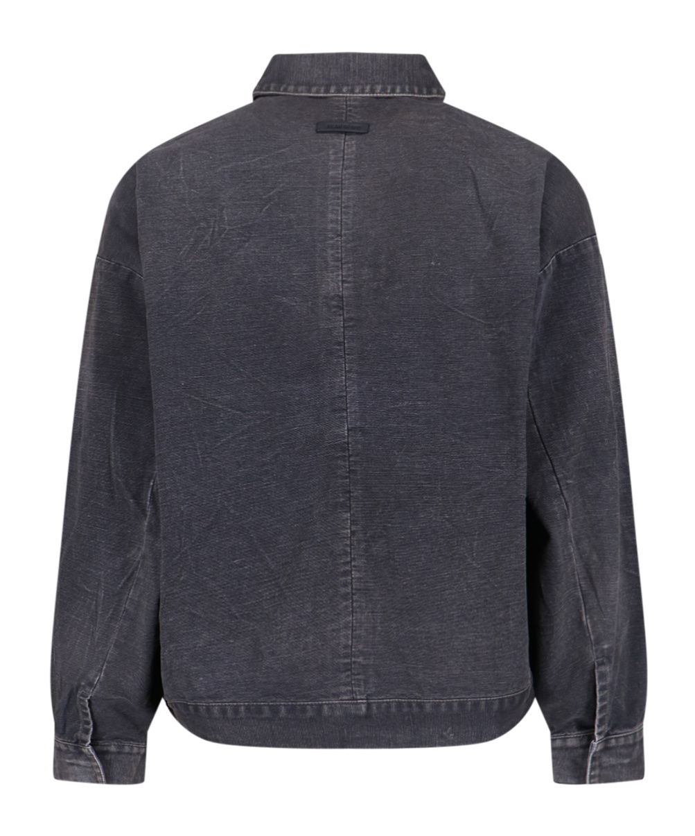 Fear Of God Mens Washed Black Utility Cropped Denim Jacket In Gray