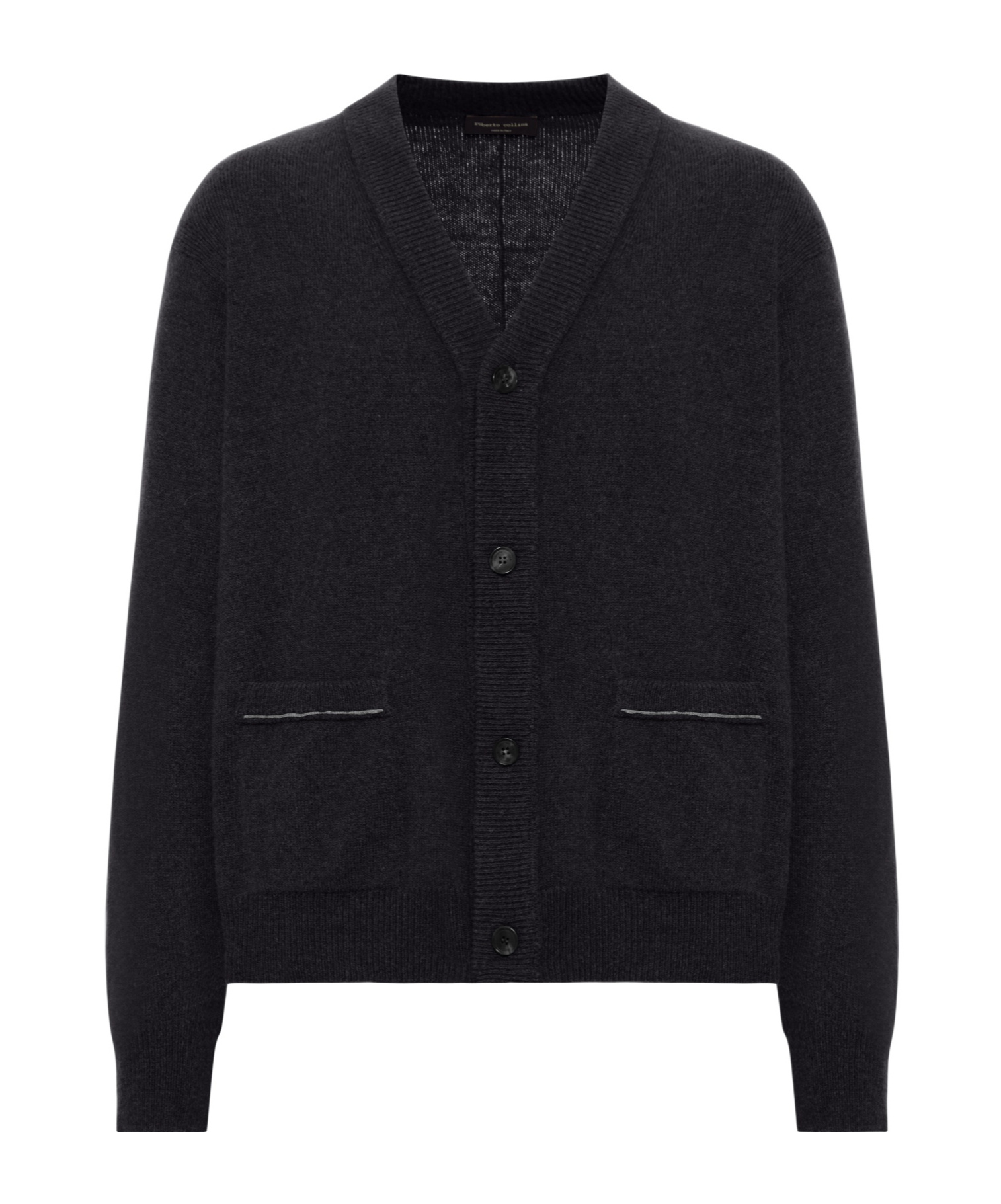 Roberto Collina Wool Cardigan With Contrast Stitching In Black