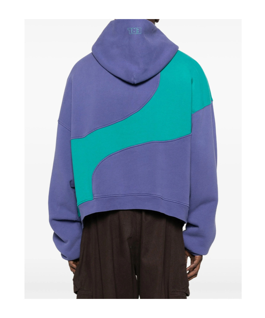 Erl Color Block Hoodie Sweatshirt In Blue