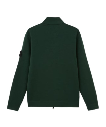 Stone Island Ribbed Virgin-wool Cardigan In Green