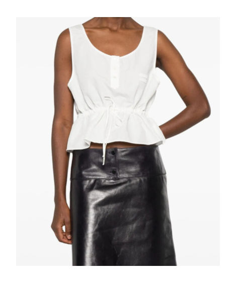 Miu Miu Drawstring Top In White