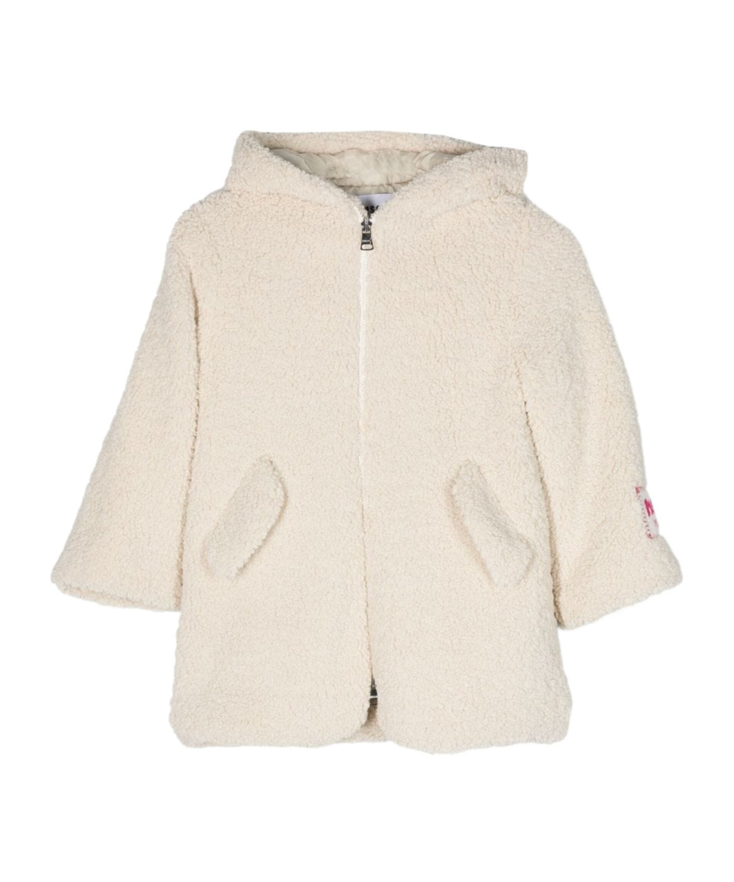 Msgm Faux-shearling Hooded Jacket In Nude
