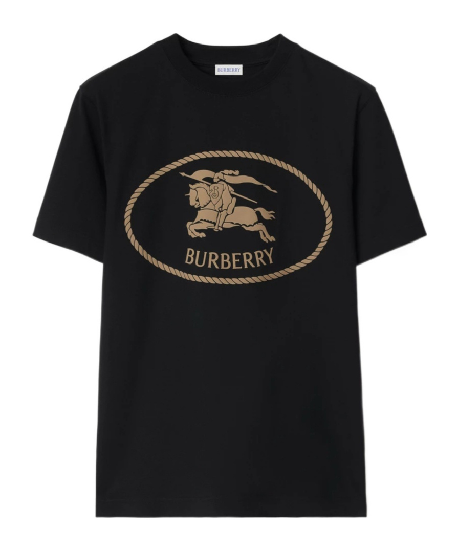 Burberry Mens Brand-print Crewneck Cotton-jersey T-shirt Black Xl