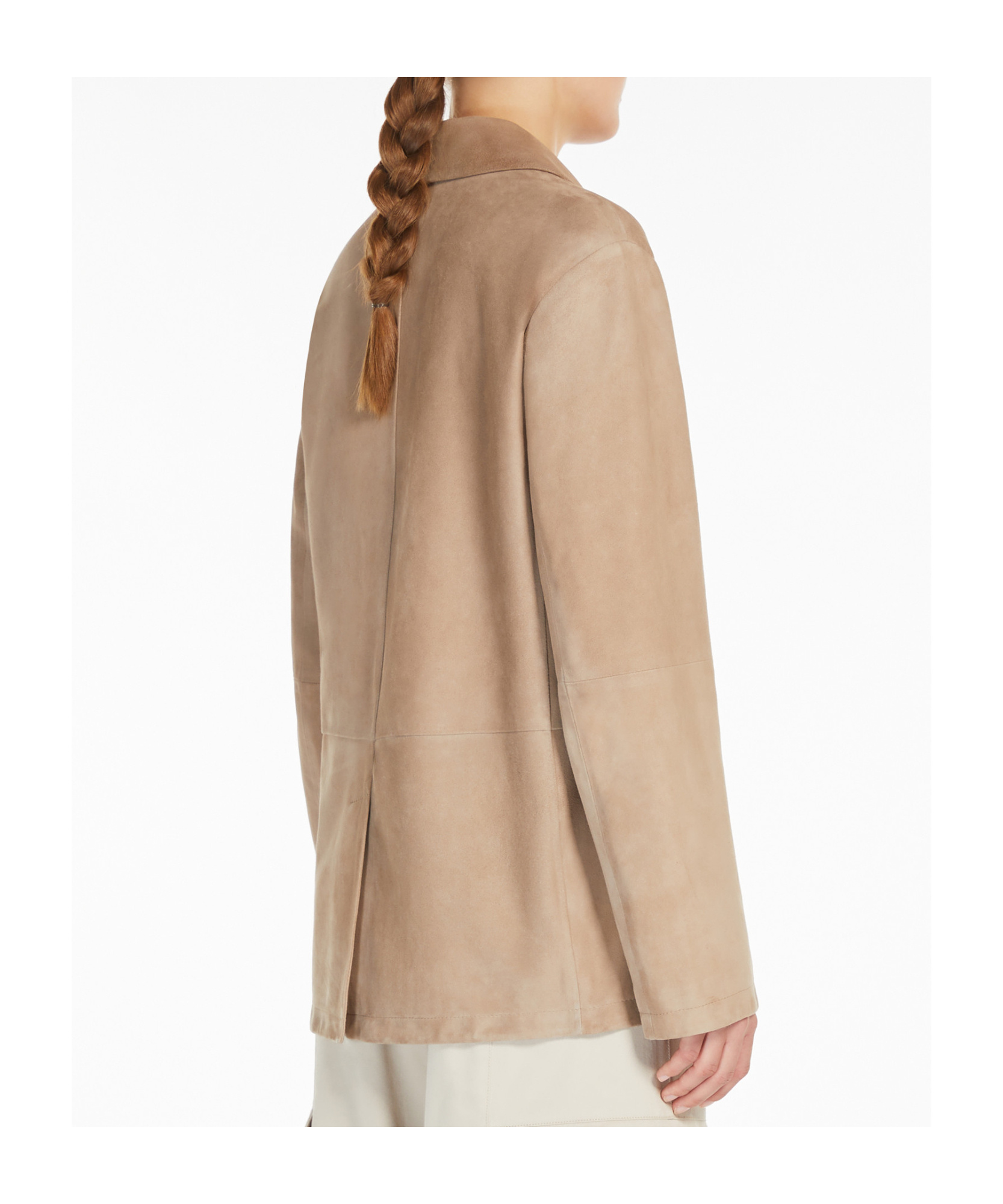 Max Mara Lapel Long-sleeved Leather Jacket In Nude