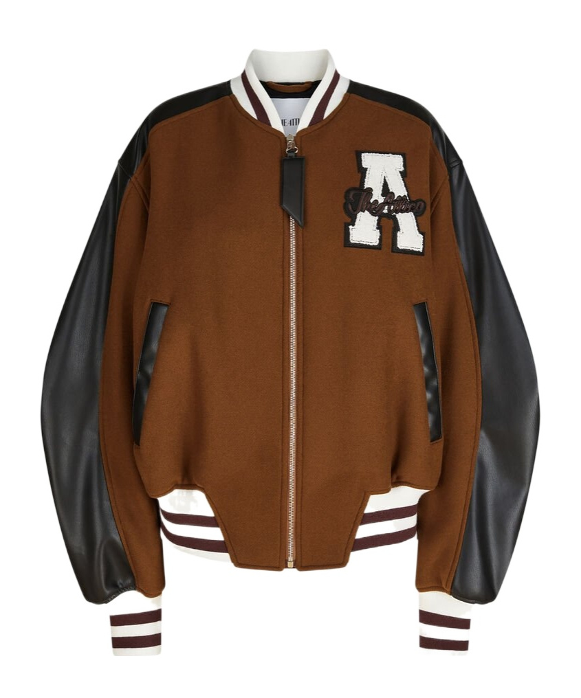 Attico College Bomber Jacket In Brown