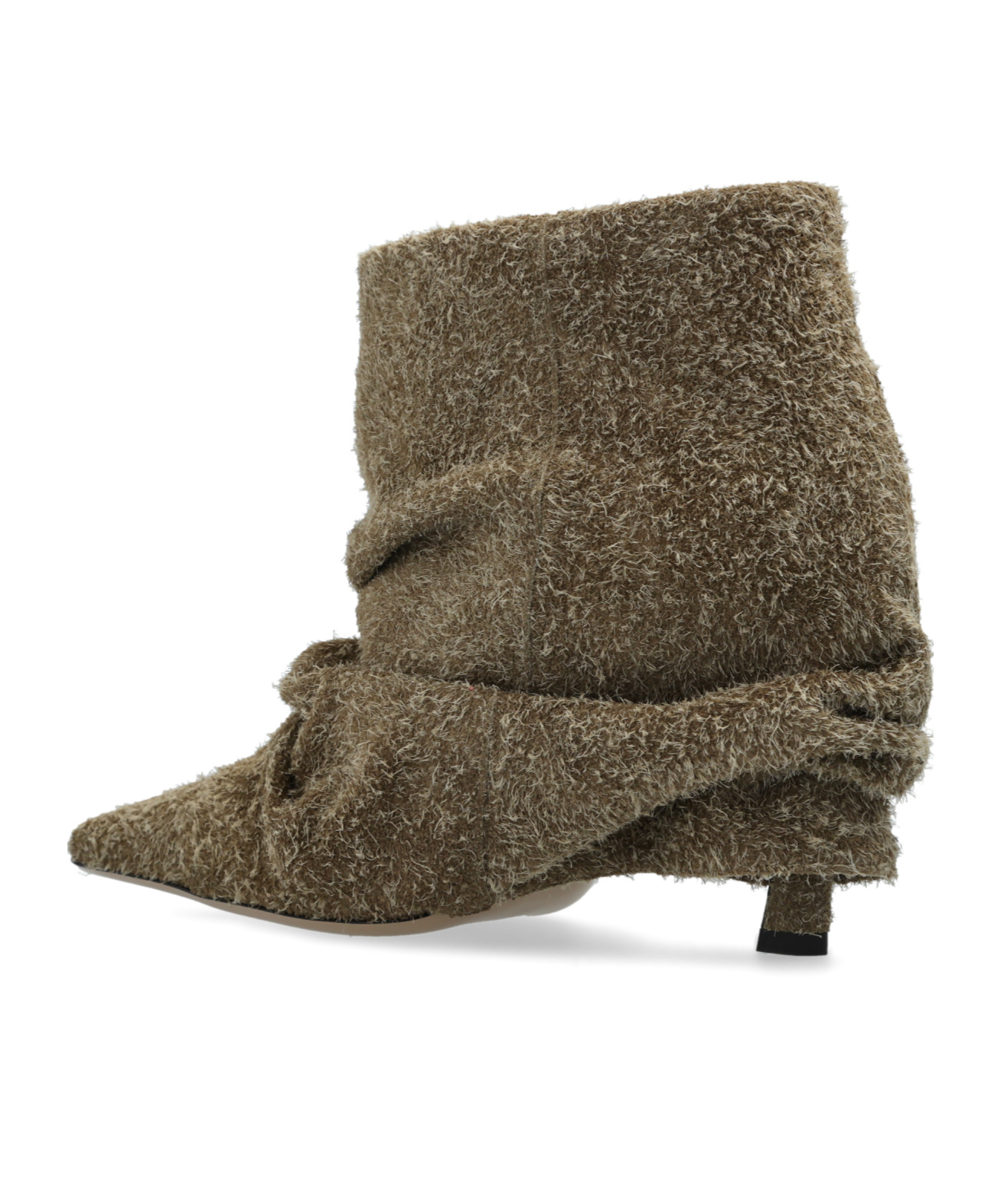 Attico Pleated Short Boots In Brown