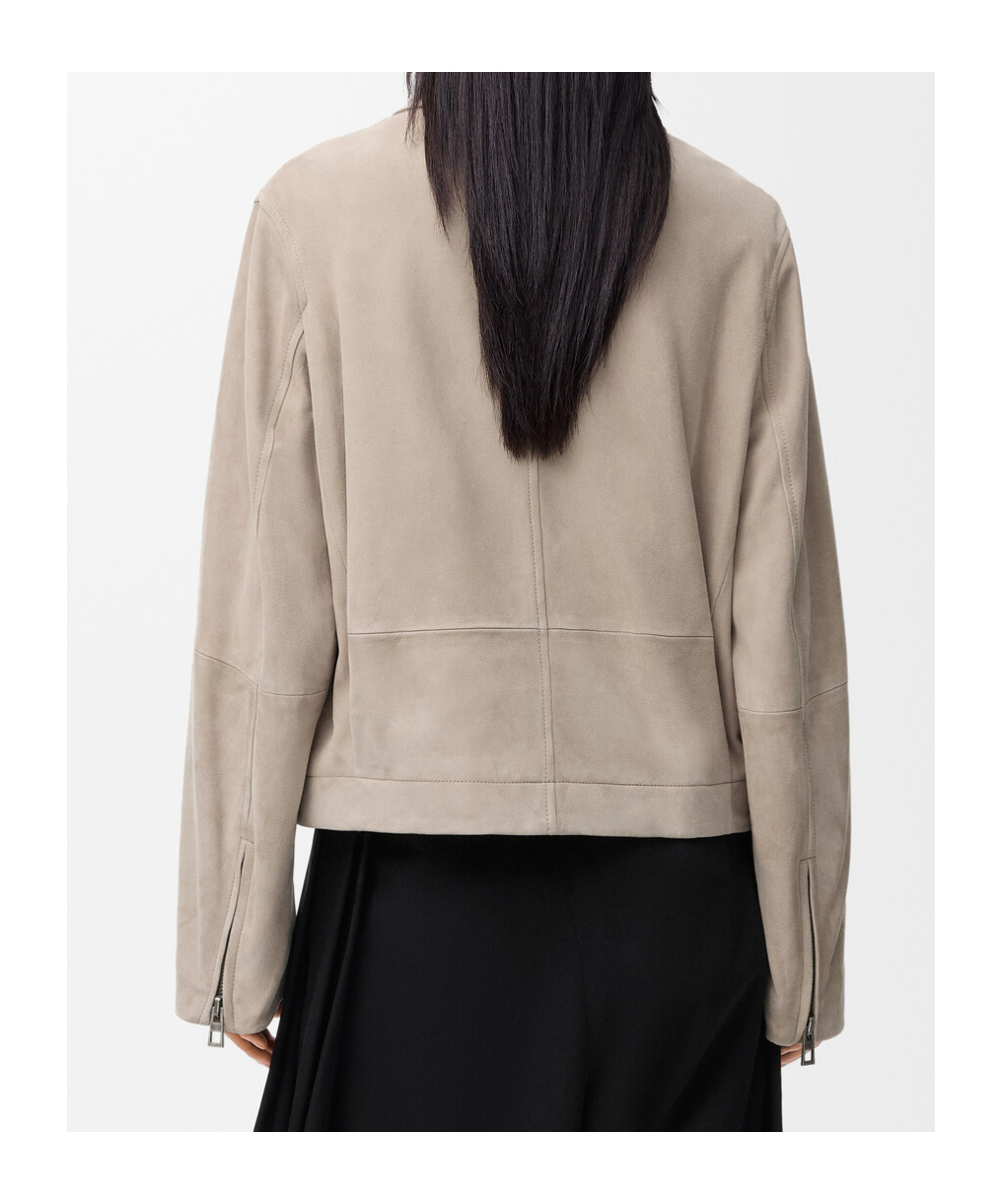 Loewe Belted Jacket In Suede Goatskin In Pink