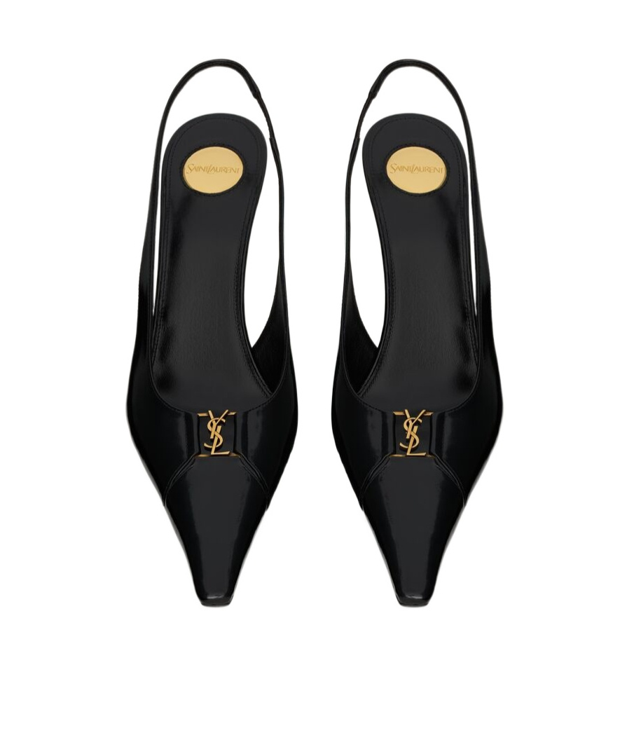 Saint Laurent Babylone Breteuil Slingback Pumps In Smooth Leather In Black